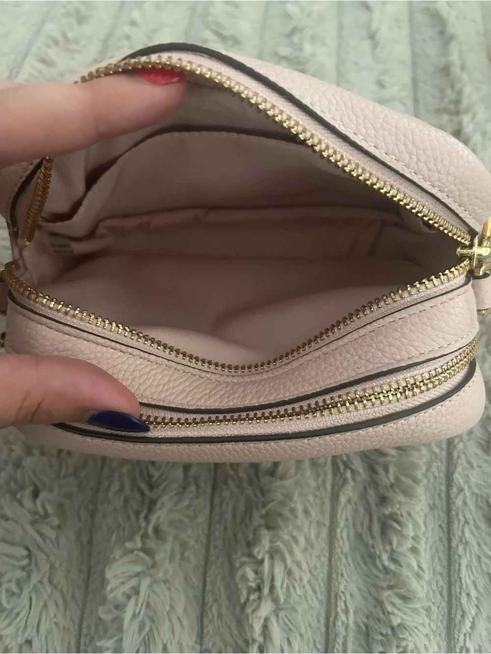 Tory Burch Perry Bombe Mini Camera Bag Blush Pink Pebbled Leather